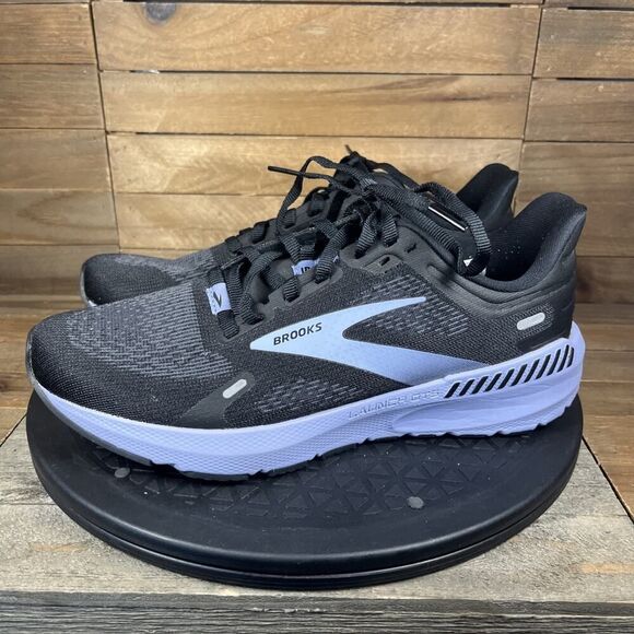 Brooks Launch 9 Womens Size 8 Black Ebony Purple Lace Up Athletic Sneakers - Picture 3 of 10